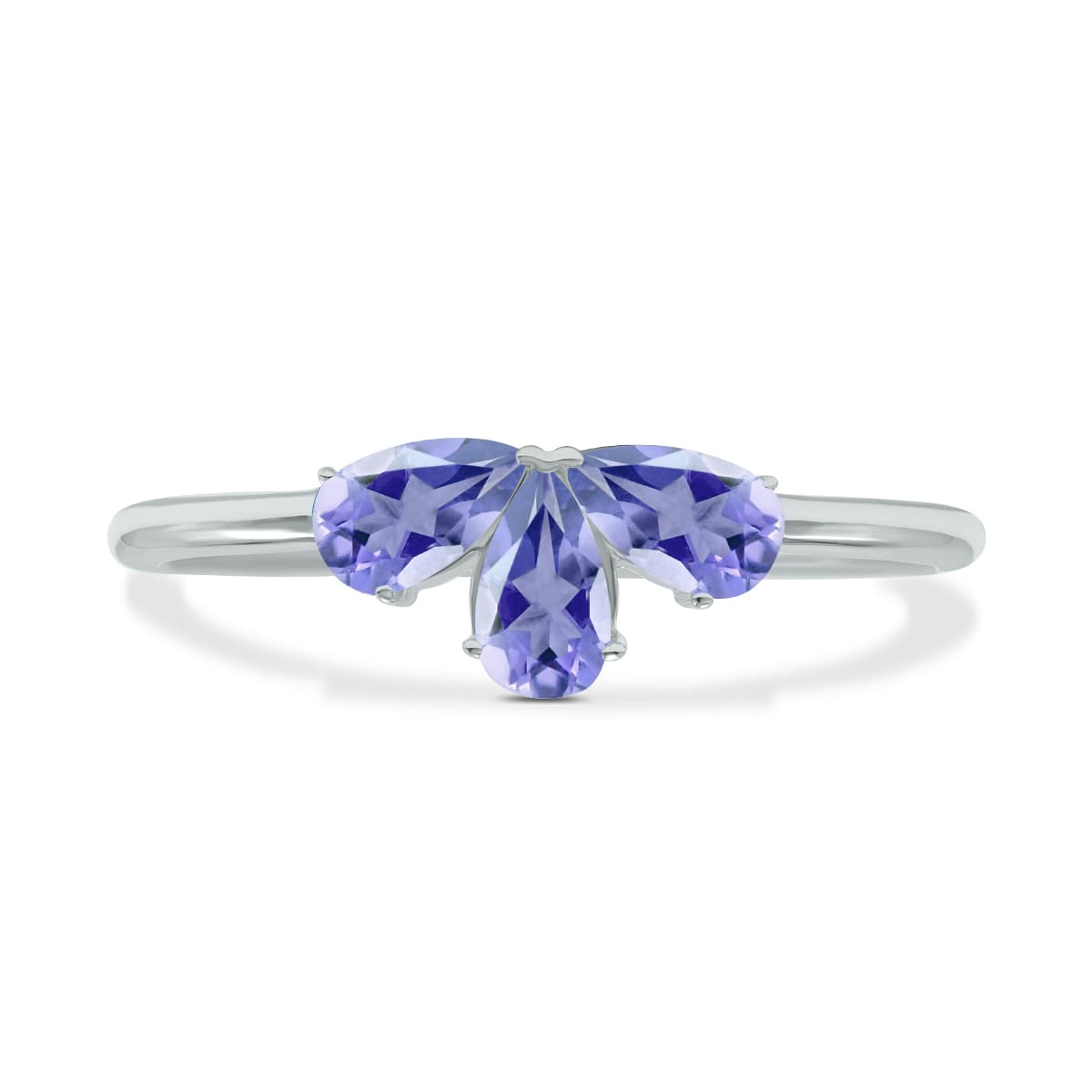 Tanzanite Pear Shape Three Stone Ring in 10K White Gold