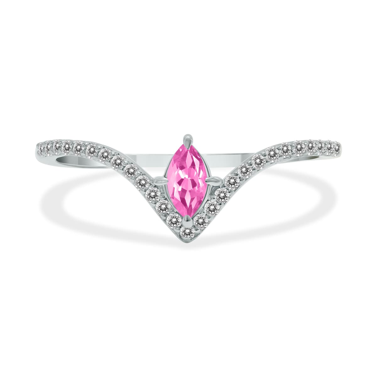 1/4 Carat TW Pink Topaz and Diamond V Shape Ring in 10K White Gold