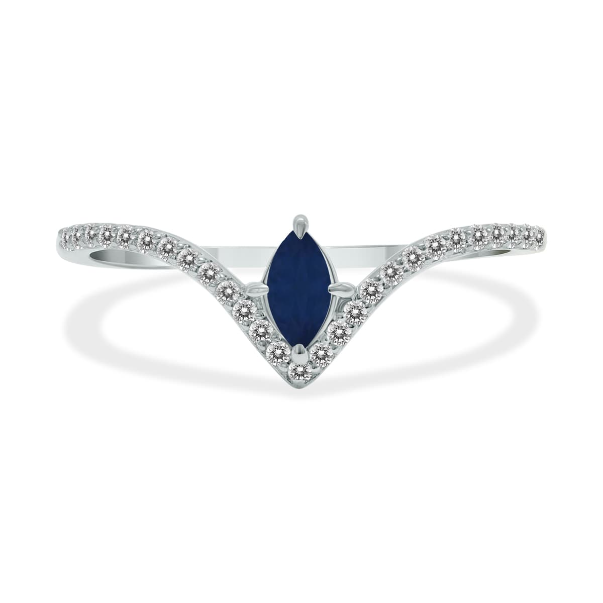 1/4 Carat TW Sapphire and Diamond V Shape Ring in 10K White Gold