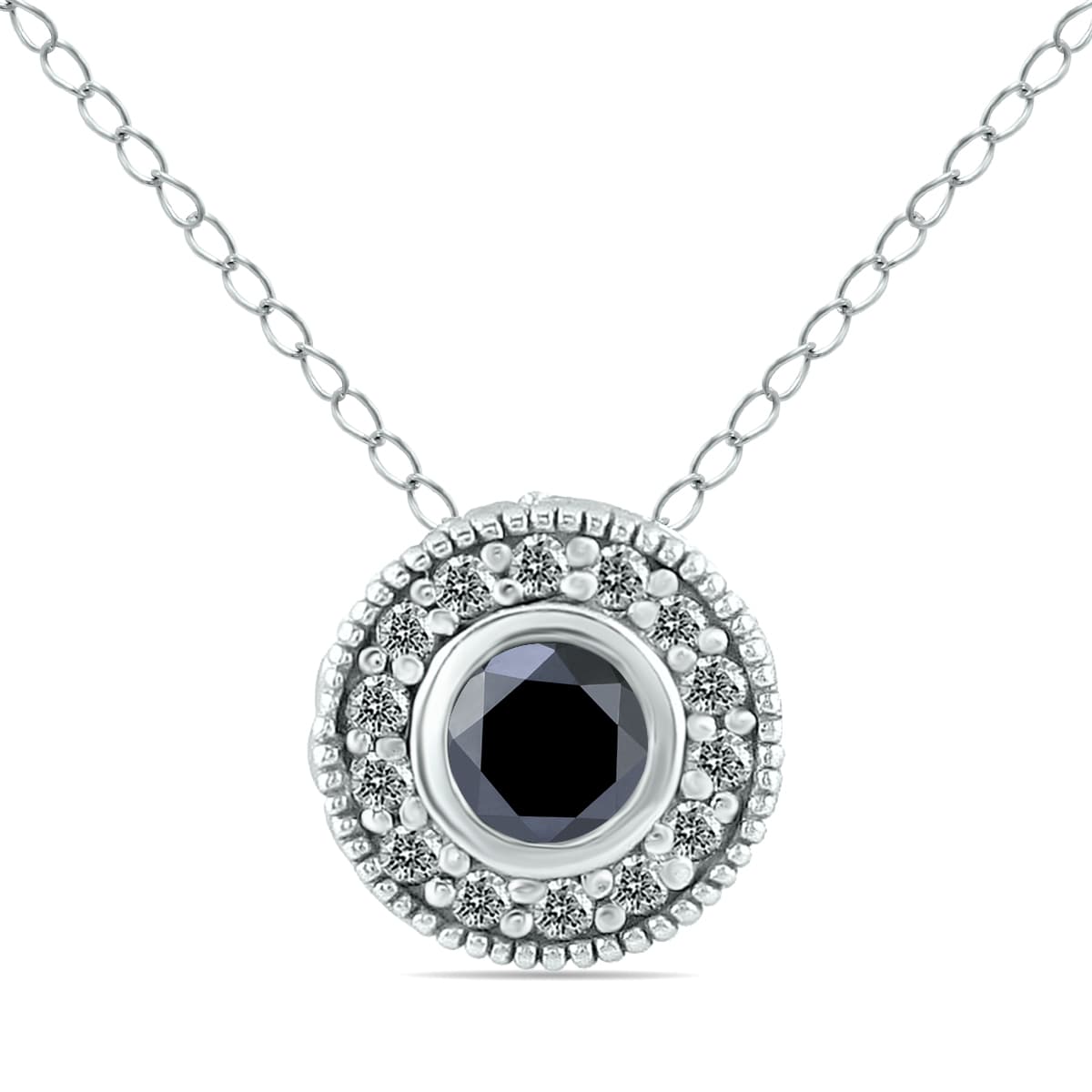 3/8 Carat TW Black and White Diamond Pendant in 10K White Gold
