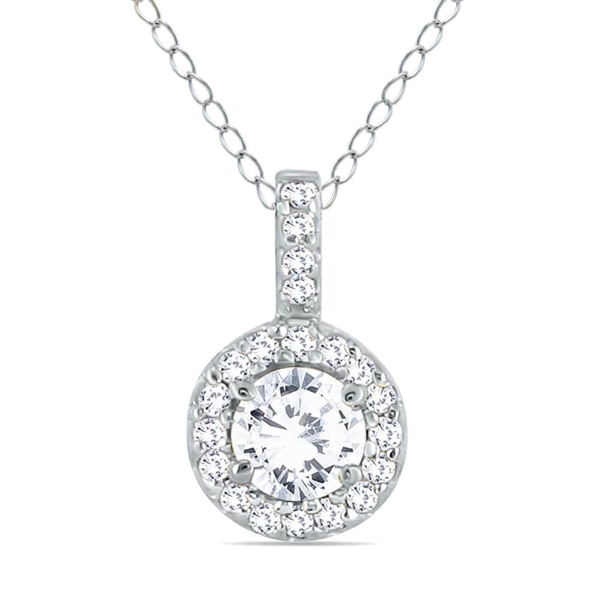 1/2 Carat TW Halo Diamond Pendant in 10K White Gold