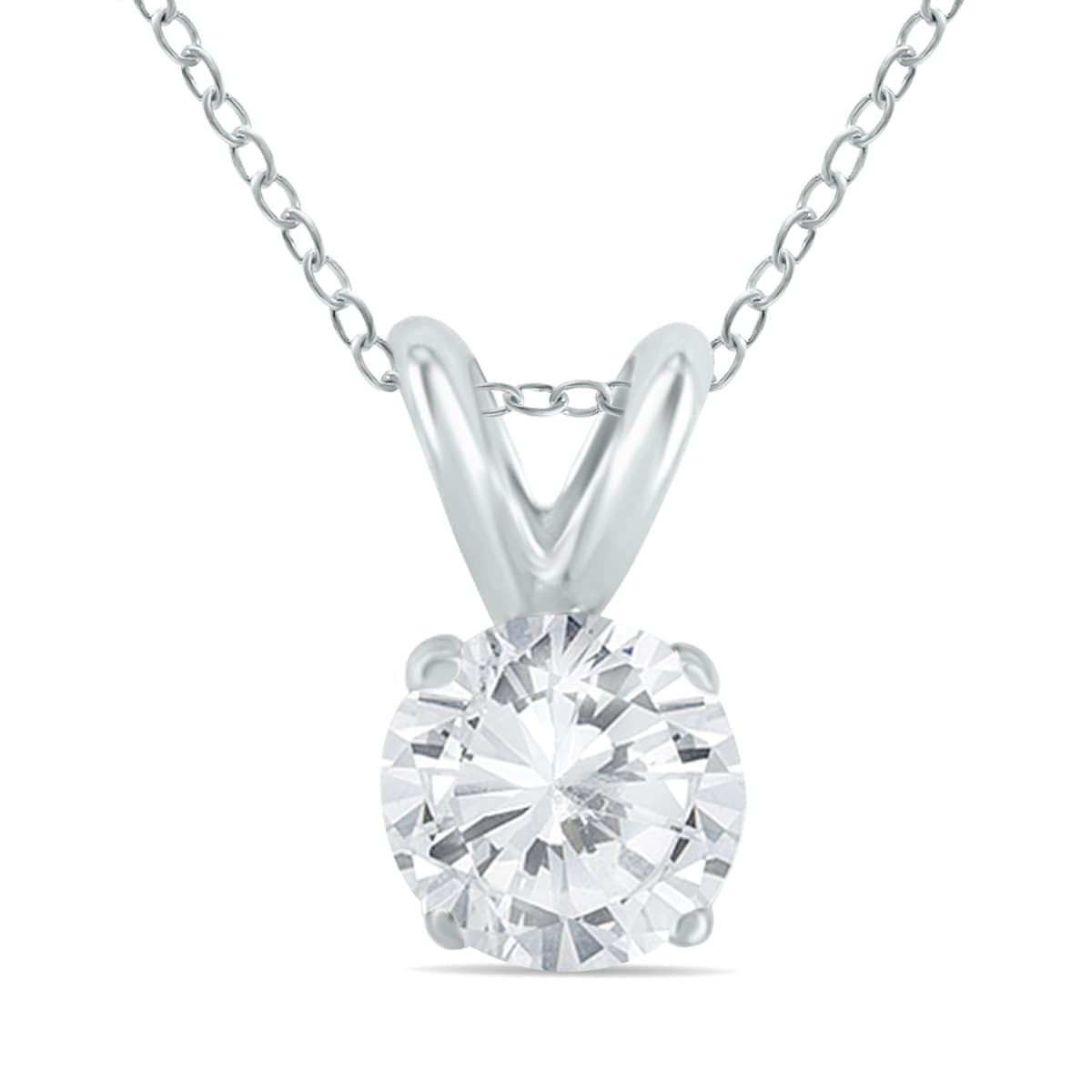 1/5 Carat Diamond Solitaire Pendant in.925 Sterling Silver
