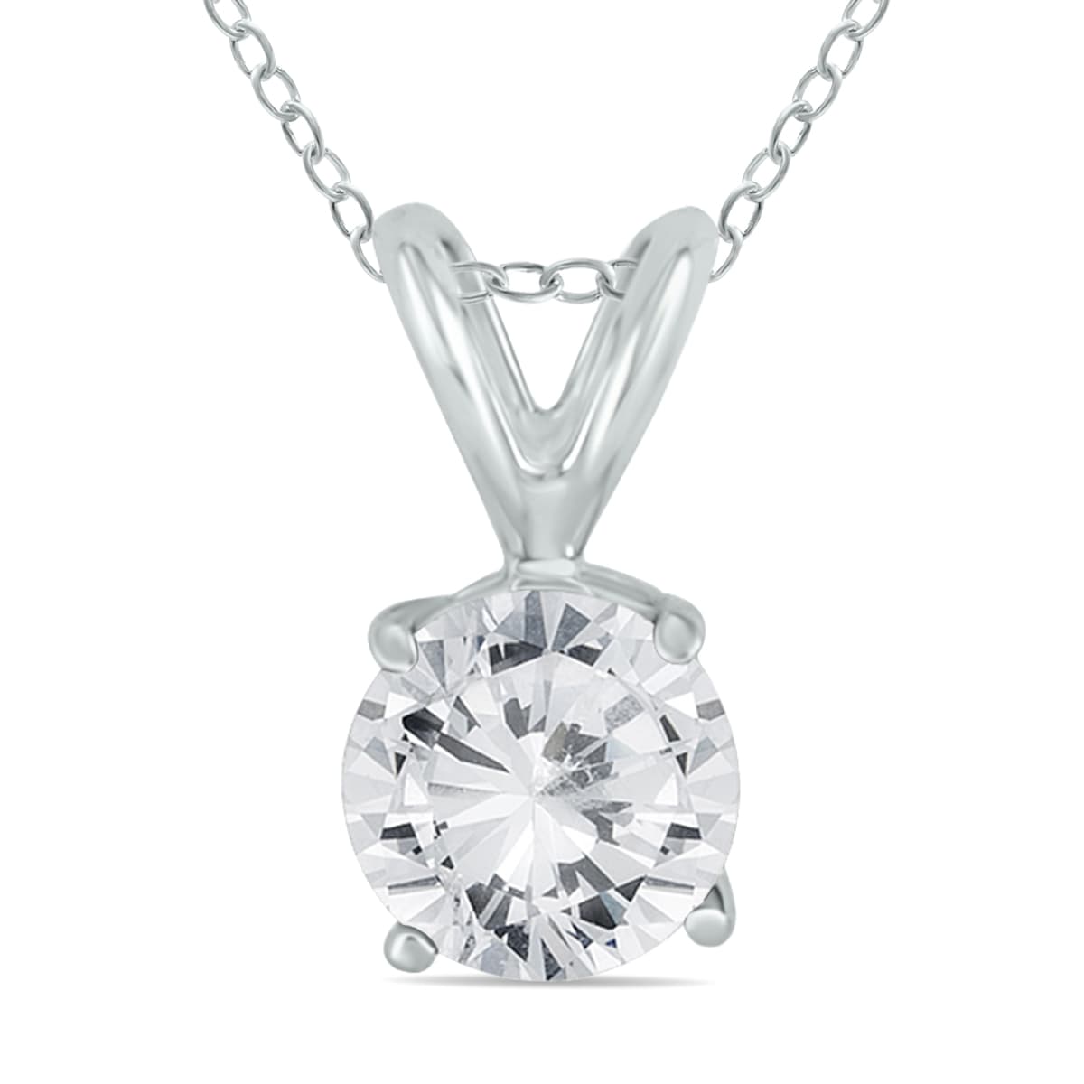 5/8 Carat Diamond Solitaire Pendant in.925 Sterling Silver