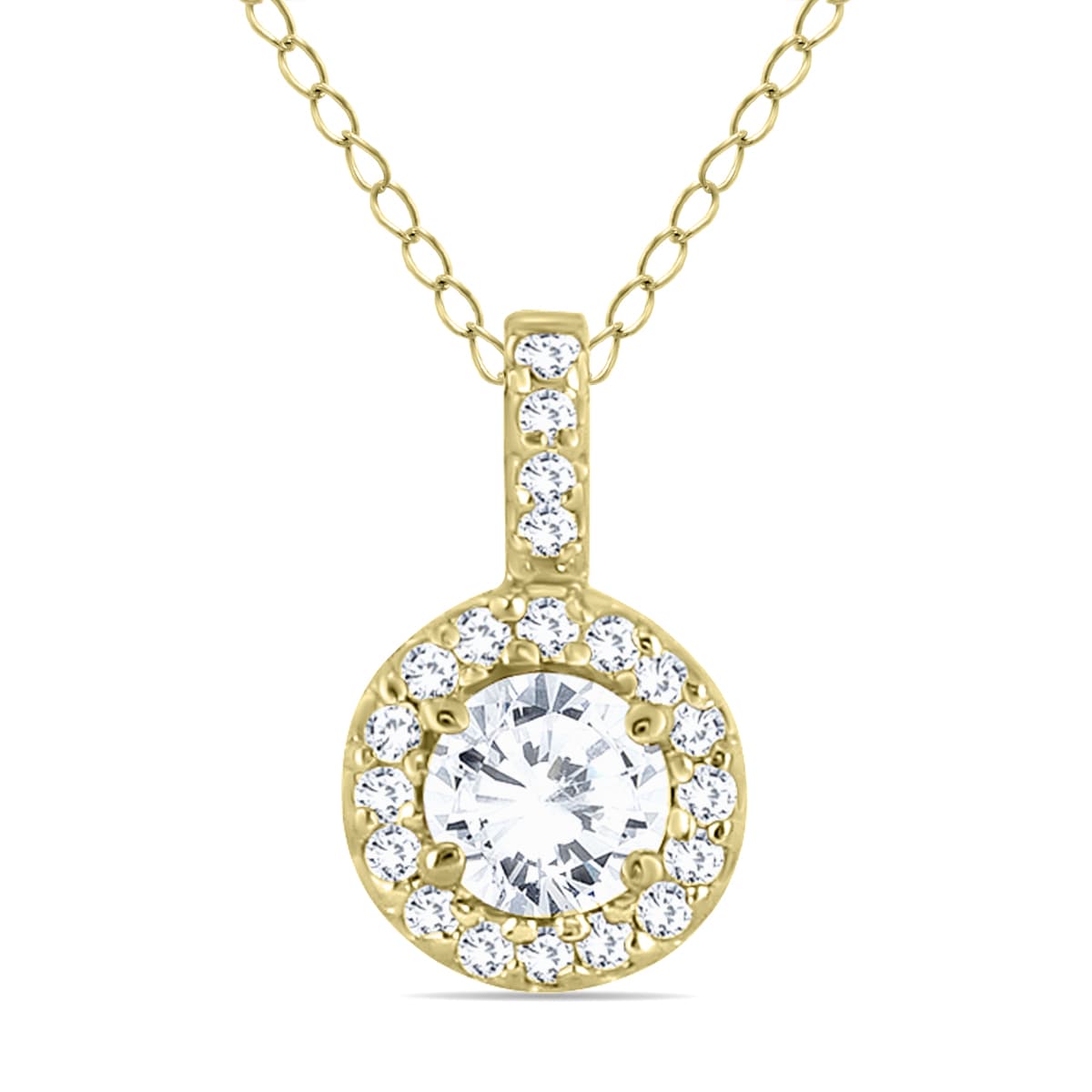 1/2 Carat TW Halo Diamond Pendant in 10K Yellow Gold