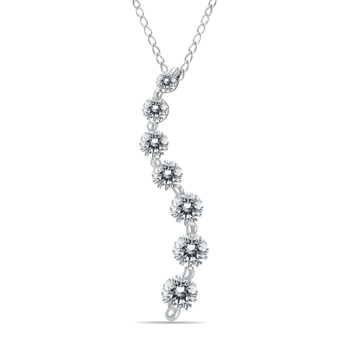1/2 Carat Diamond Journey Pendant in 10K White Gold (K-L Color, I2-I3 Clarity)