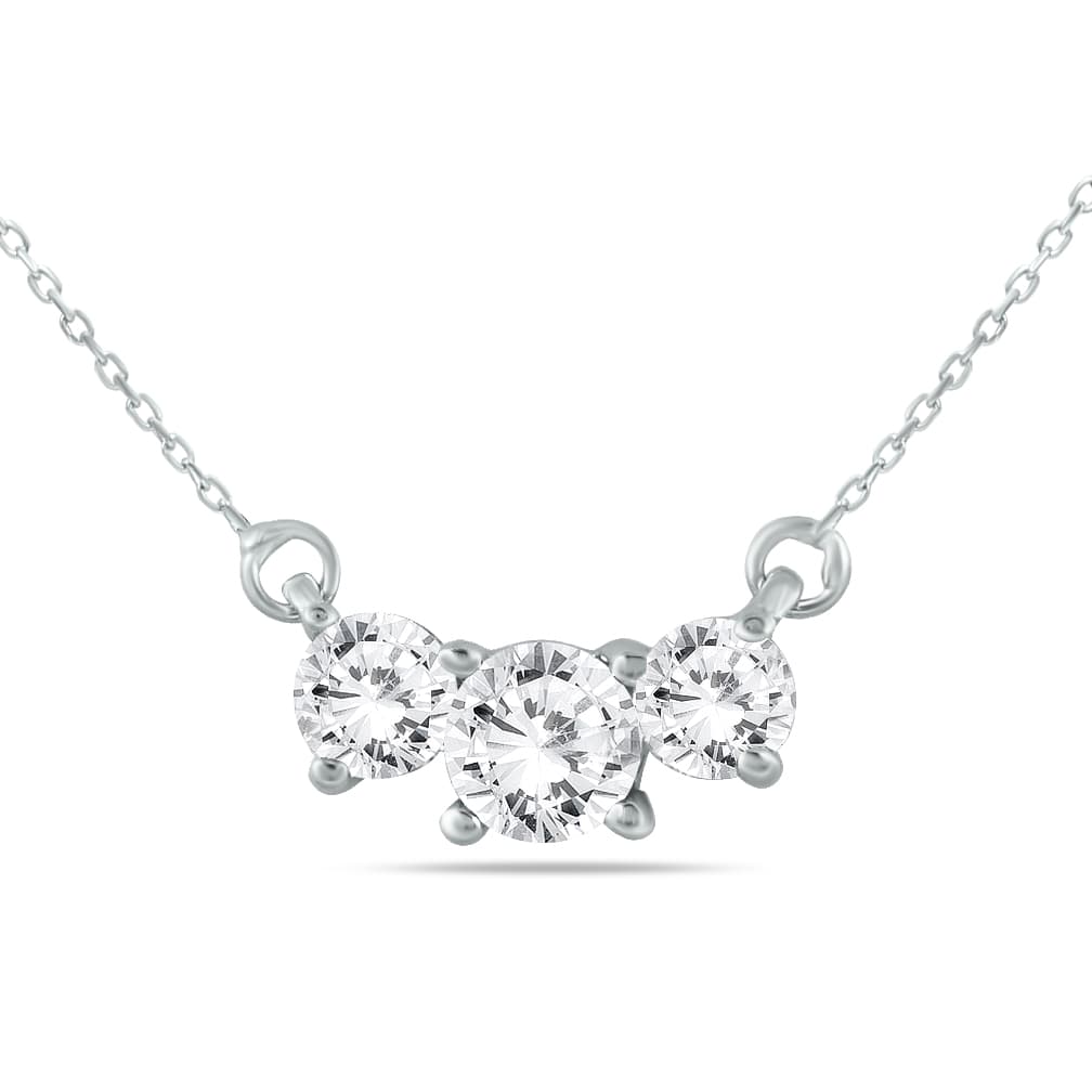 1 Carat TW Three Stone Diamond Pendant in 14K White Gold