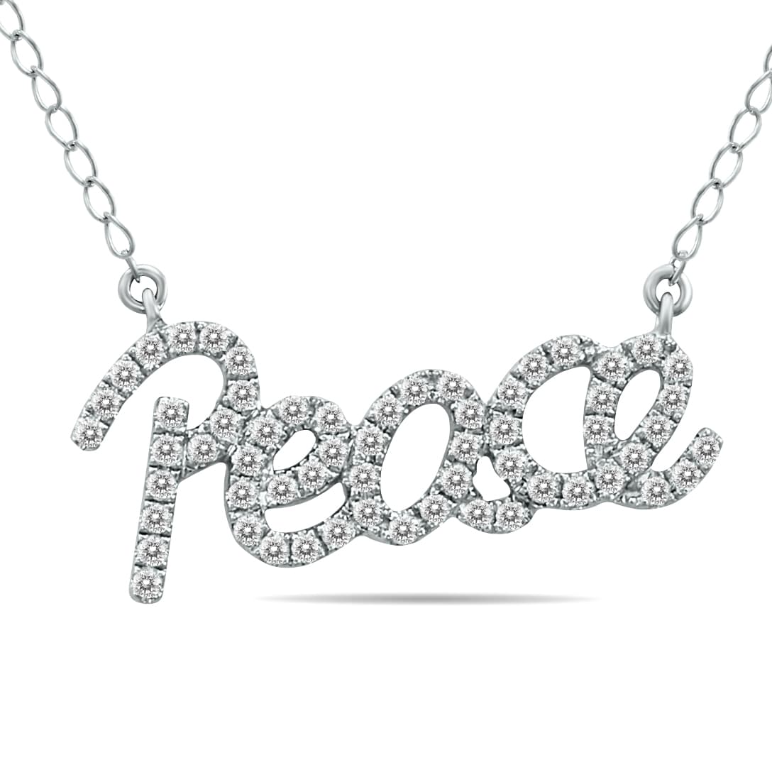 1/3 Carat Diamond PEACE Necklace in.925 Sterling Silver