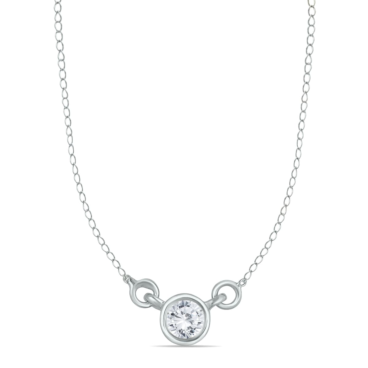 1/4 Carat TW Diamond Bezel Pendant in 14K White Gold