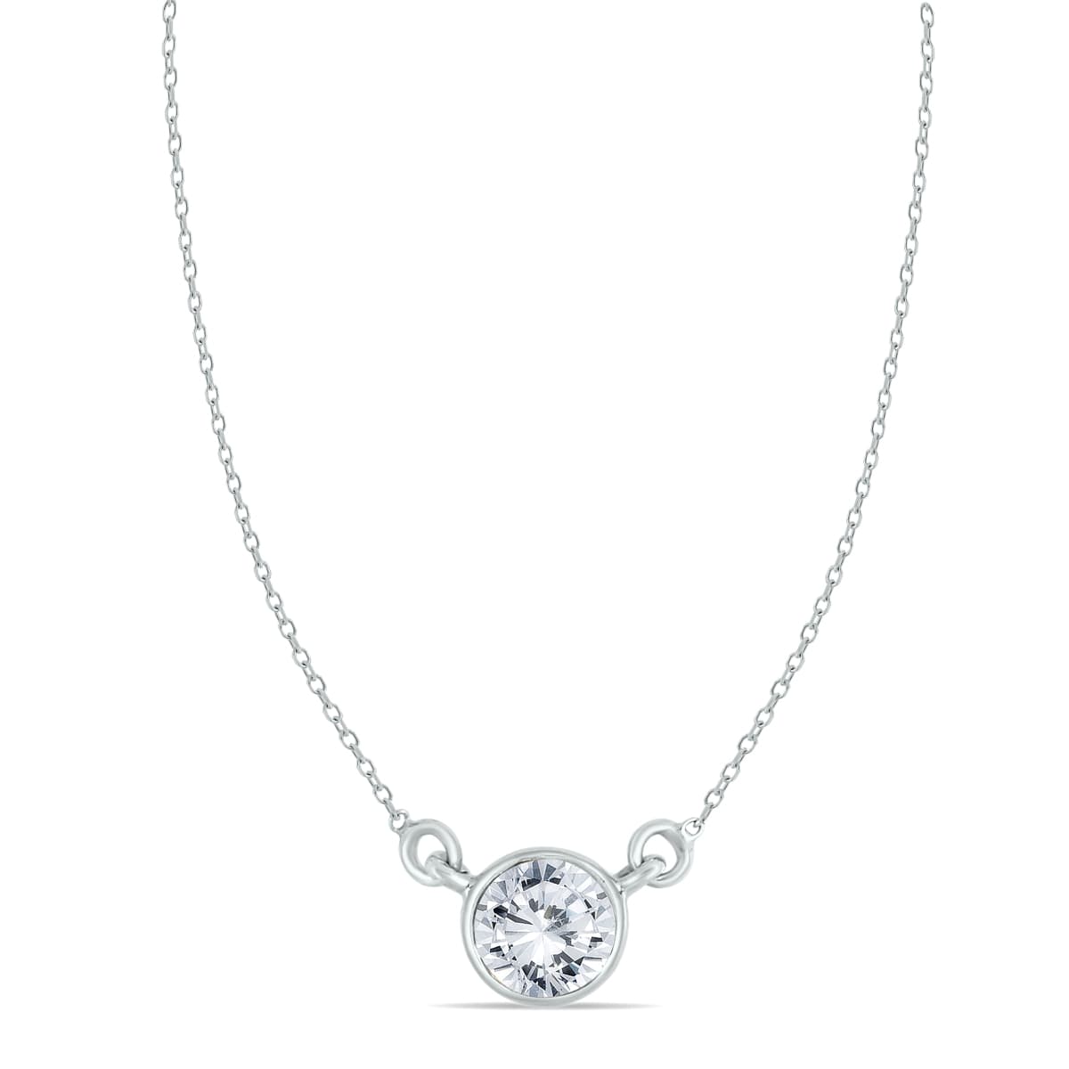 1 Carat Diamond Bezel Pendant in 14K White Gold