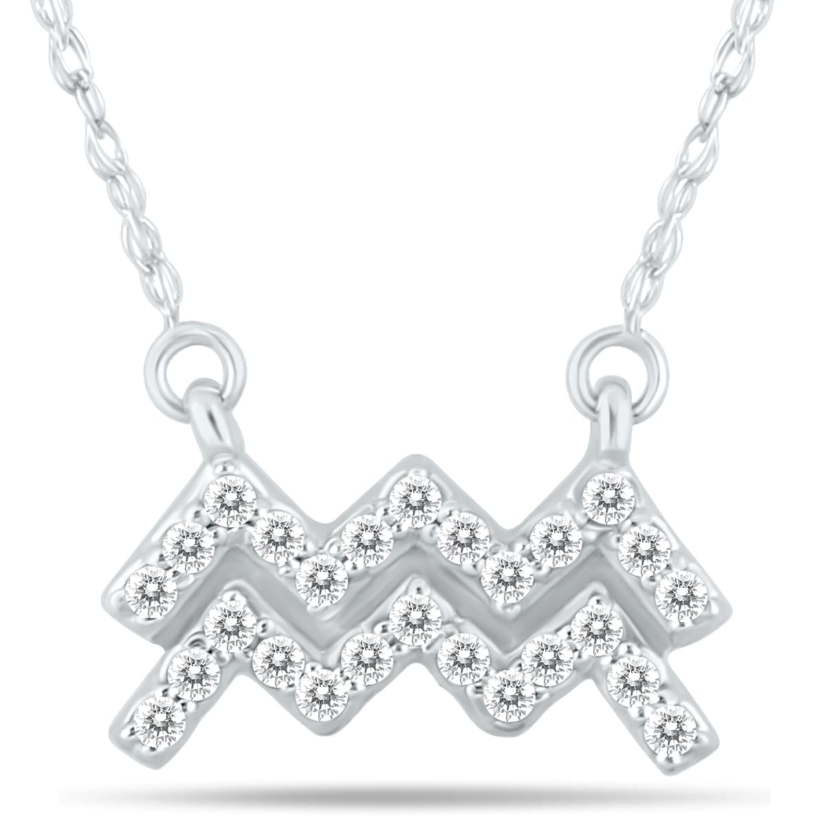 1/5 Carat TW Diamond Aquarius Zodiac Pendant 10K White Gold