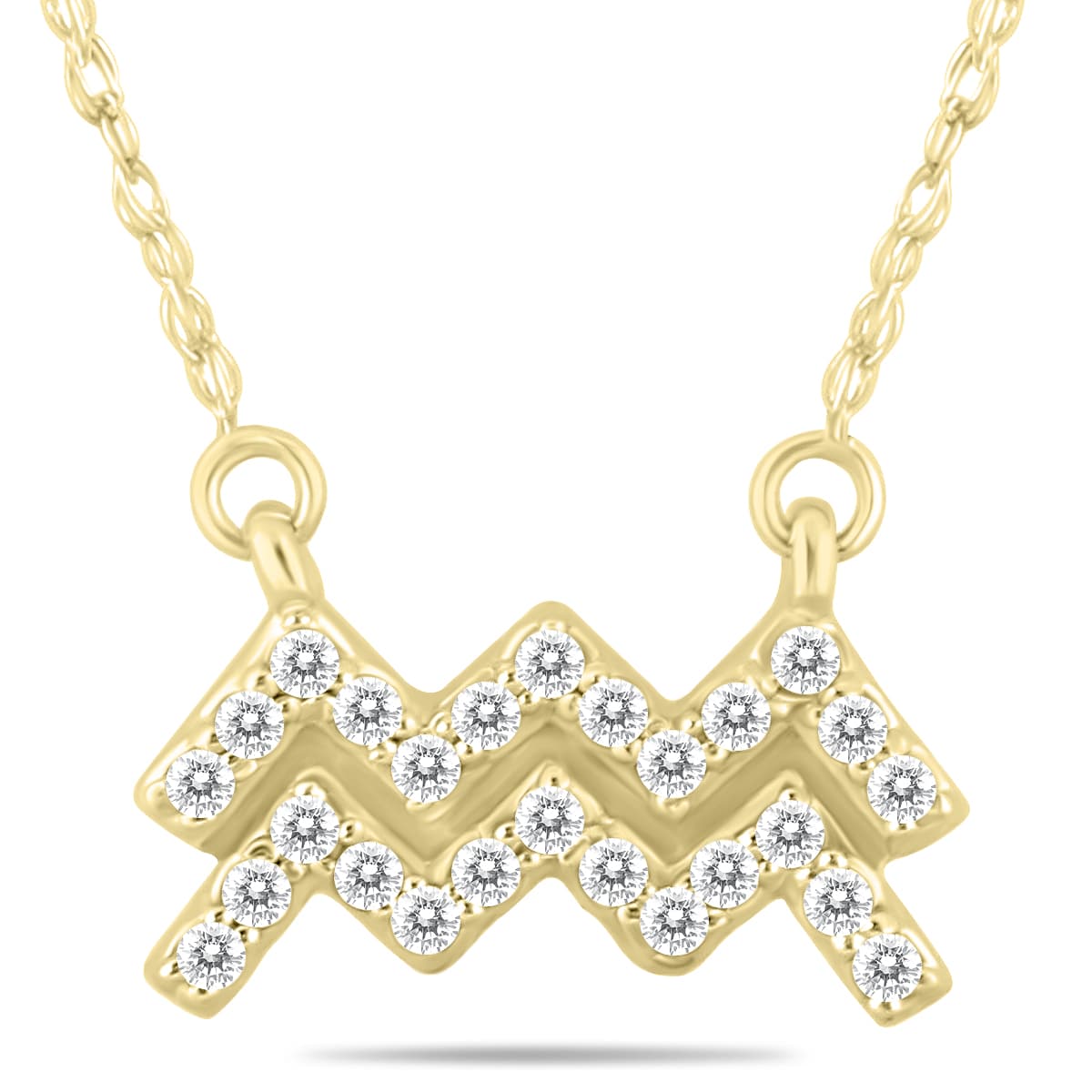 1/5 Carat TW Diamond Aquarius Zodiac Pendant 10K Yellow Gold