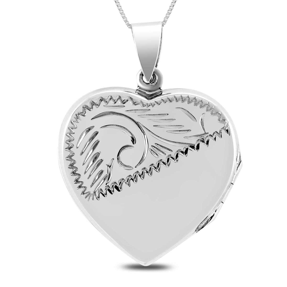 Engraved Heart Locket Pendant in.925 Sterling Silver