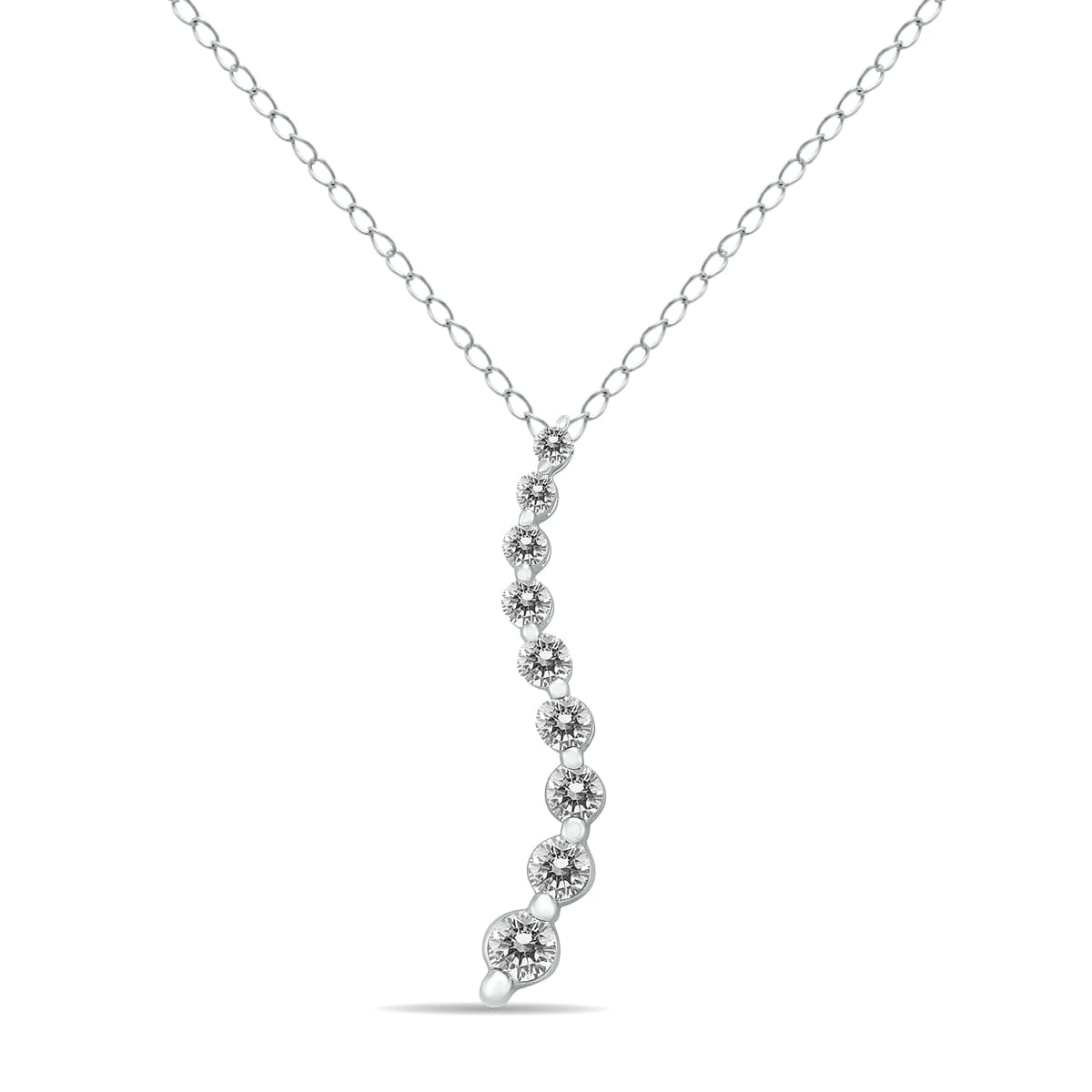 1/4 CTW Genuine Diamond Cascading Pendant in 10K White Gold