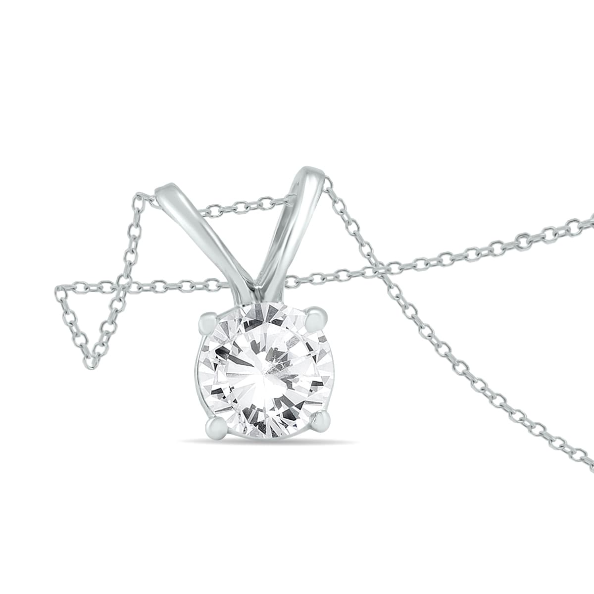 1 Carat Diamond Solitaire Pendant in 14K White Gold (H-I Color I1-I2 Clarity)