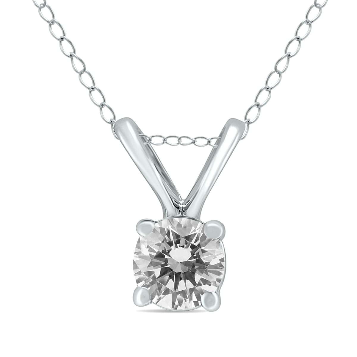 1/4 Carat Round Diamond Solitaire Pendant in 14K White Gold