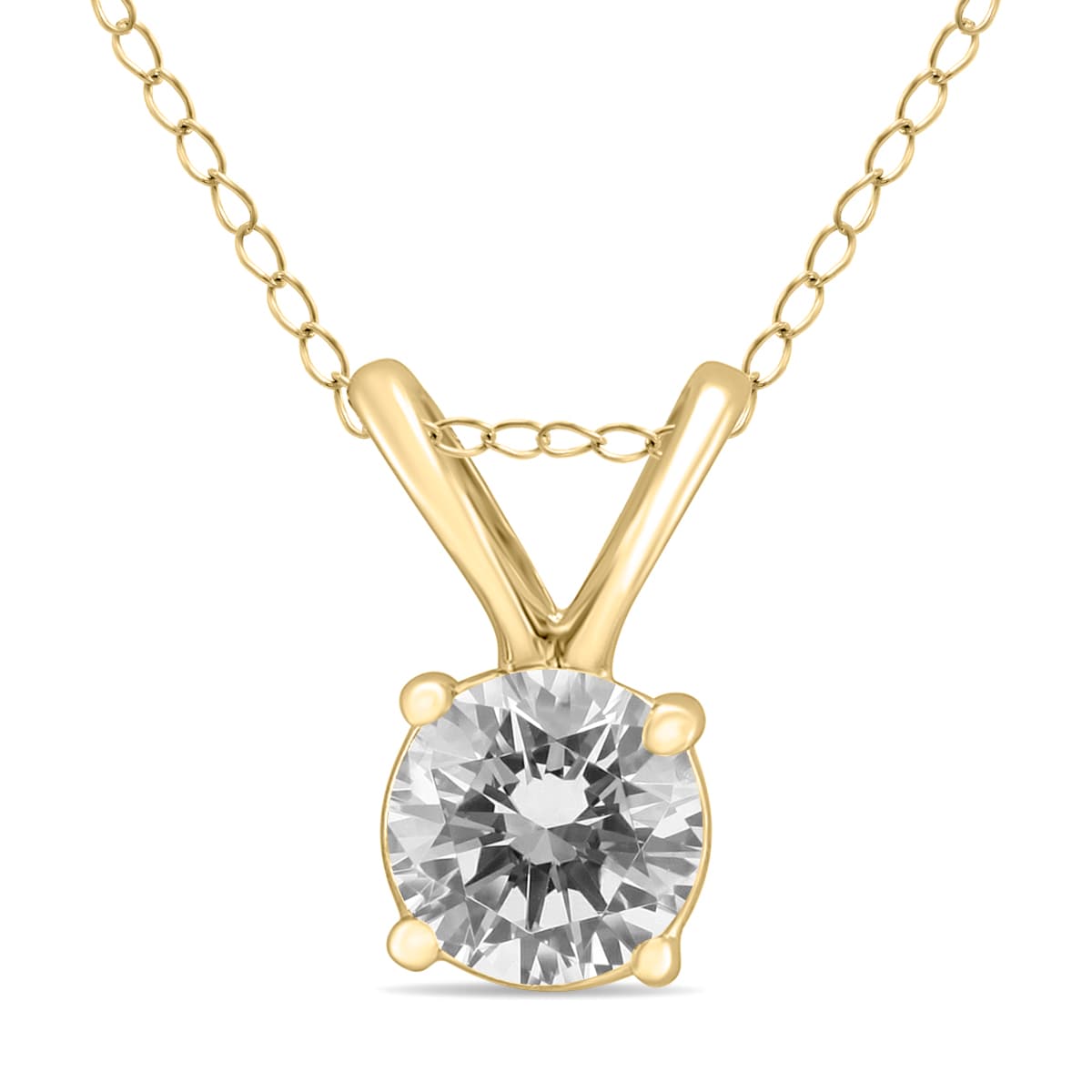 1/2 Carat Round Diamond Solitaire Pendant in 14K Yellow Gold