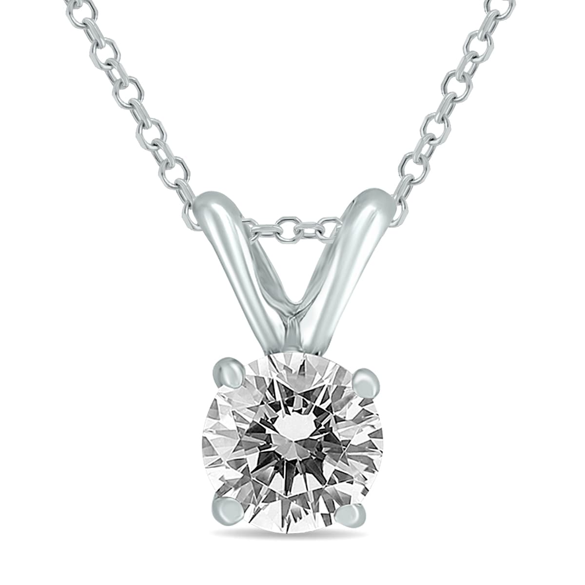 3/4 Carat Diamond Solitaire Pendant in 14K White Gold (H-I Color, I1-I2 Clarity)