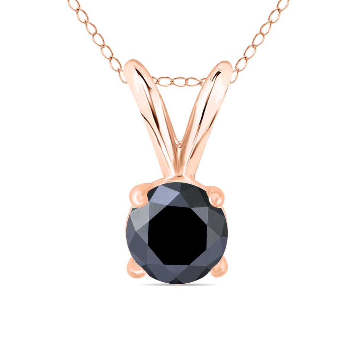 1/2 Carat Round Black Diamond Solitaire Pendant in 14K Rose Gold