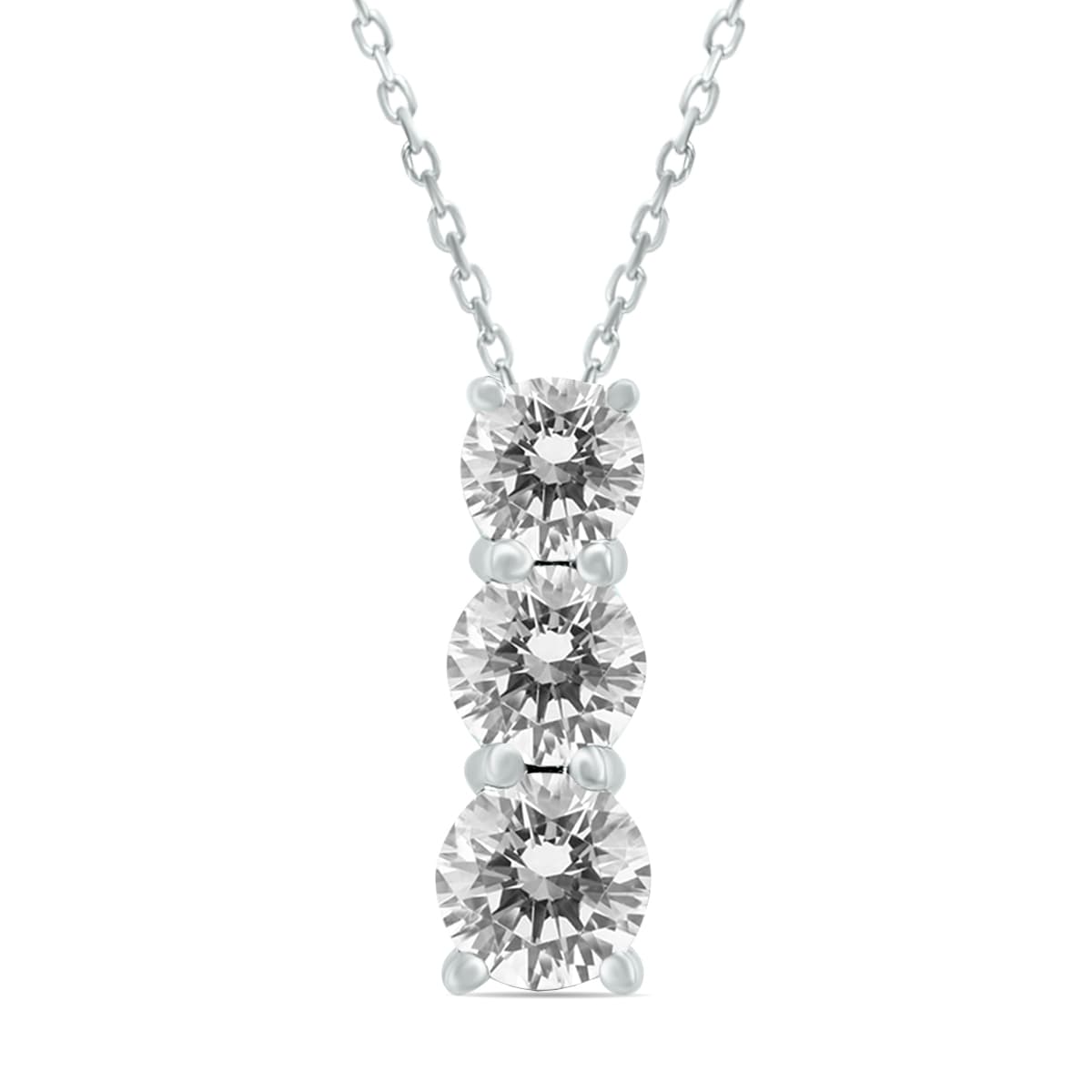 1 Carat TW Three Stone Diamond Pendant in 14K White Gold