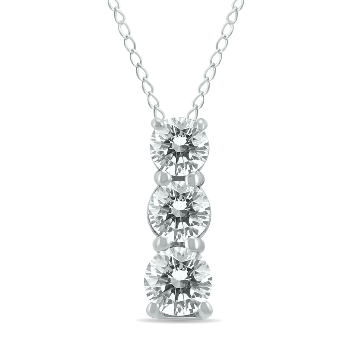 1/4 Carat TW Diamond Three Stone Pendant in 14K White Gold