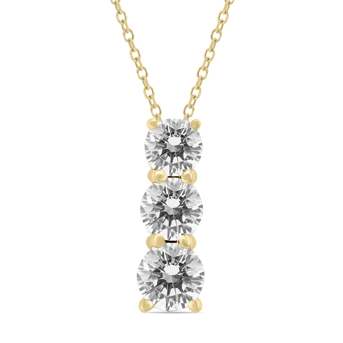 1/4 Carat TW Diamond Three Stone Pendant in 14K Yellow Gold