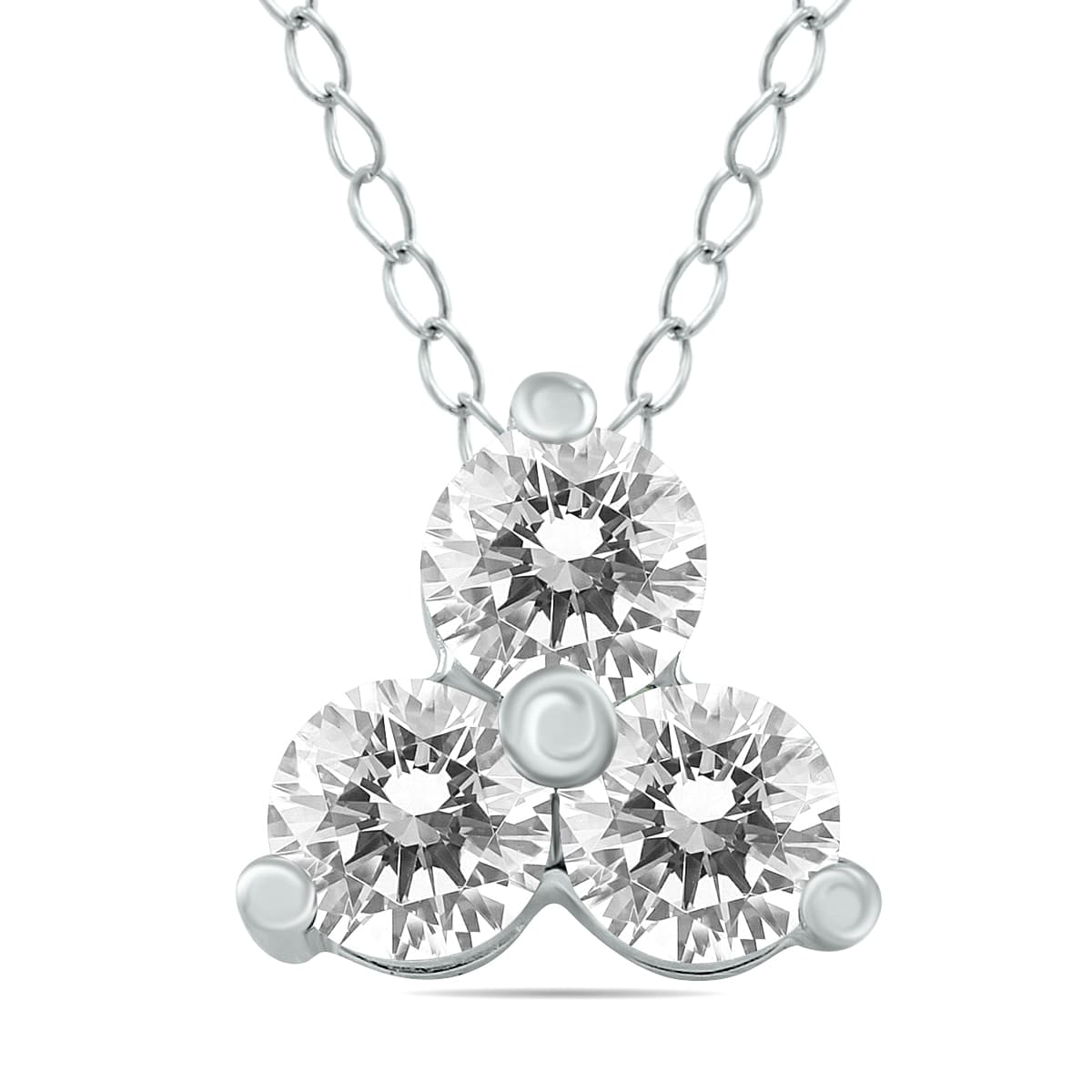 1/2 Carat TW Diamond Three Stone Pendant in 14K White Gold