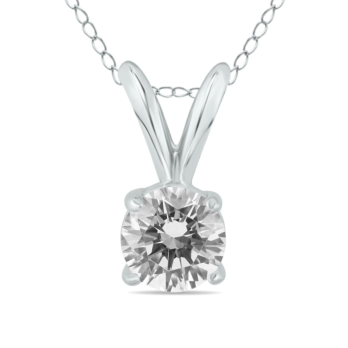 1/3 Carat Diamond Solitaire Pendant in 14K White Gold (L-M Color, I2-I3 Clarity)