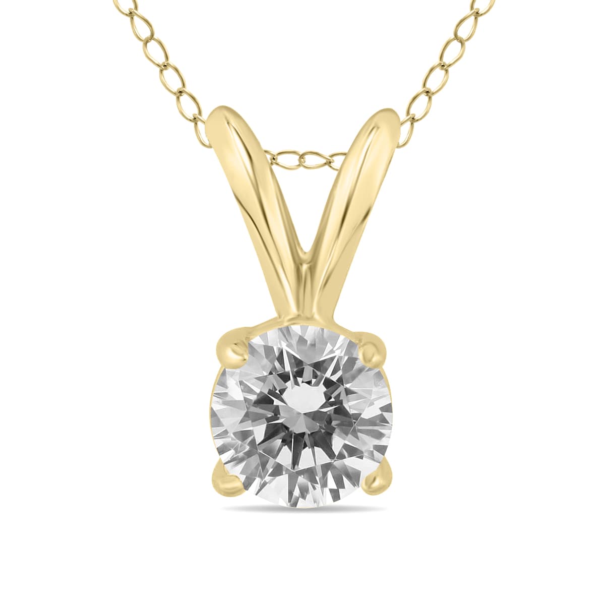 1/2 Carat Diamond Solitaire Pendant in 14K Yellow Gold (L-M Color, I2-I3 Clarity)