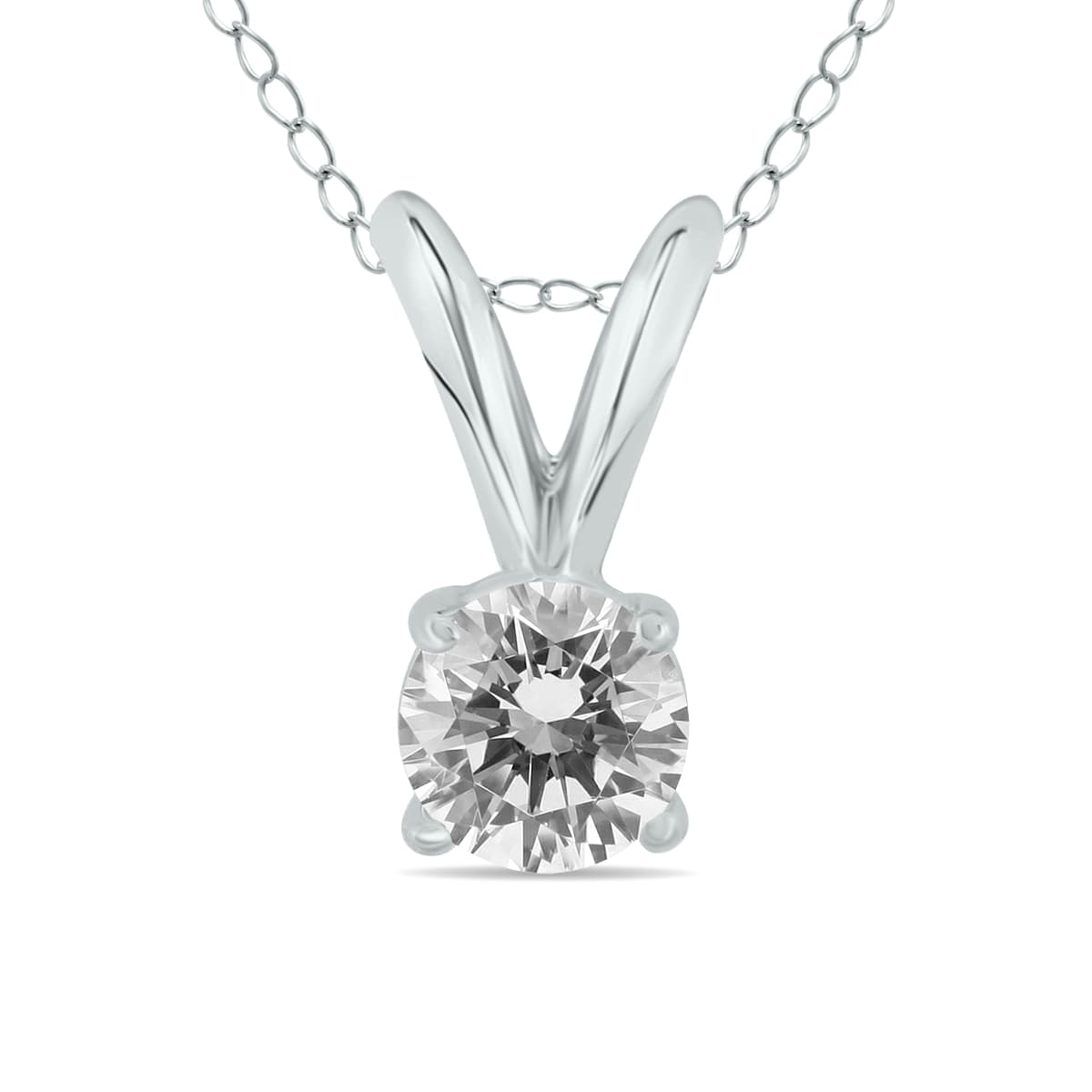 1/4 Carat Diamond Solitaire Pendant in 14K White Gold (L-M Color, I2-I3 Clarity)