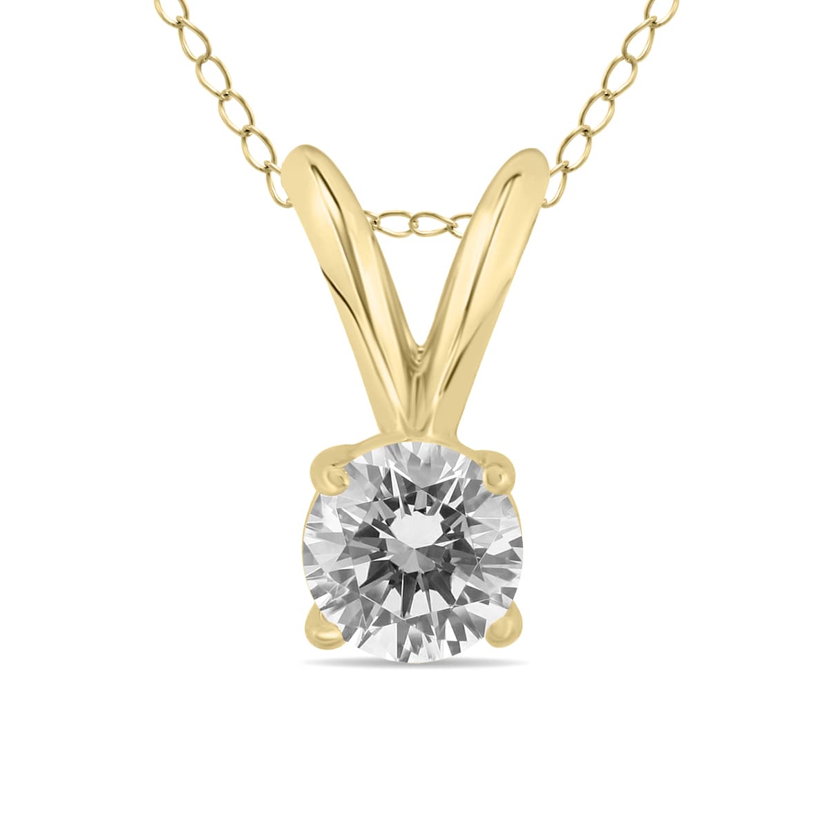 1/4 Carat Diamond Solitaire Pendant in 14K Yellow Gold (L-M Color, I2-I3 Clarity)