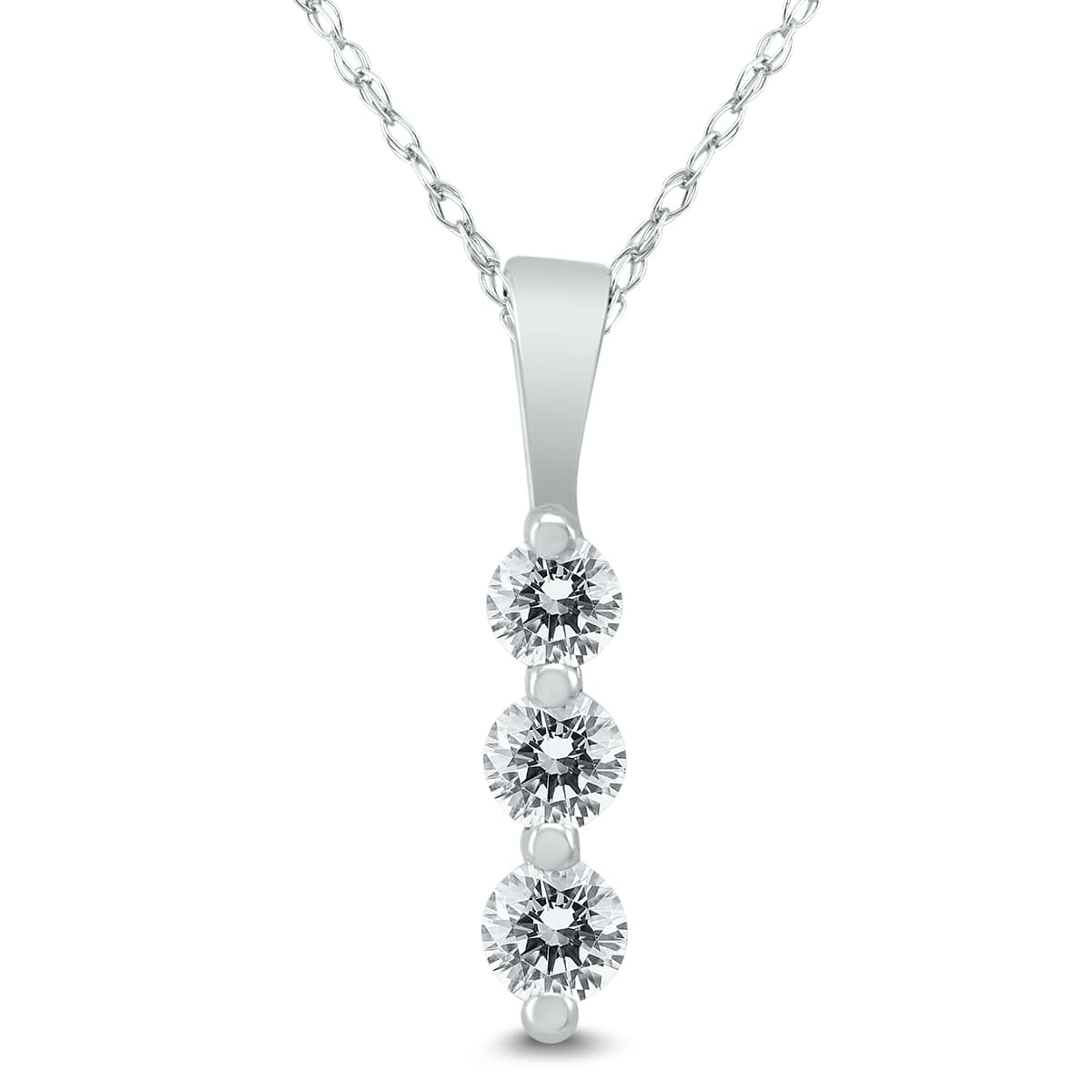 1/4 Carat TW Three Stone Diamond Pendant in 10K White Gold