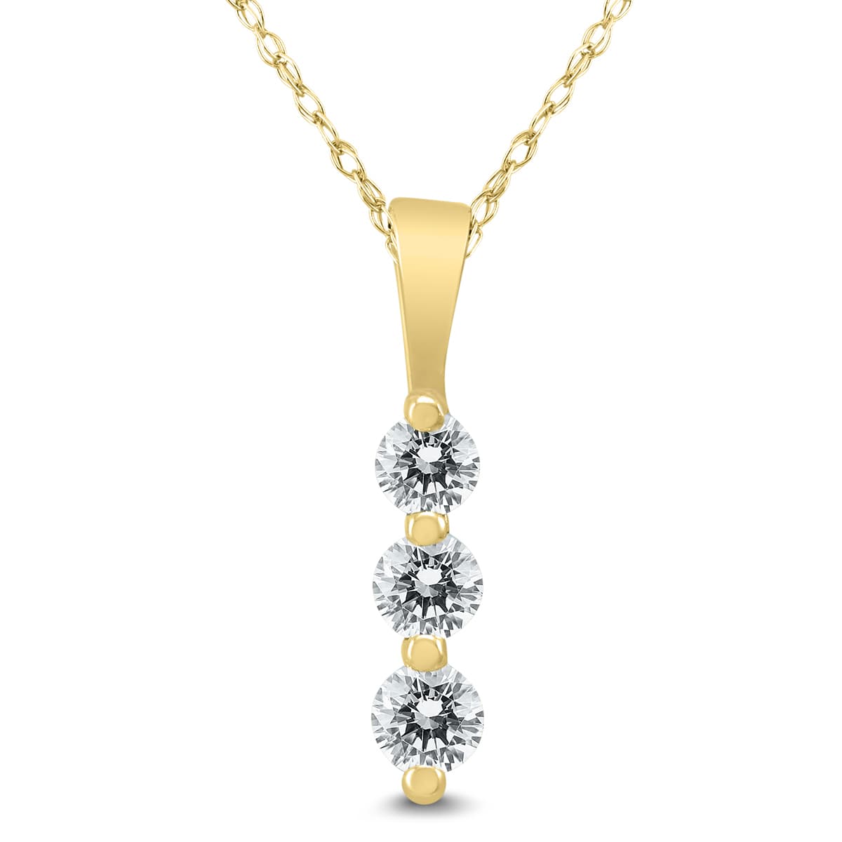 1/4 Carat TW Three Stone Diamond Pendant in 10K Yellow Gold
