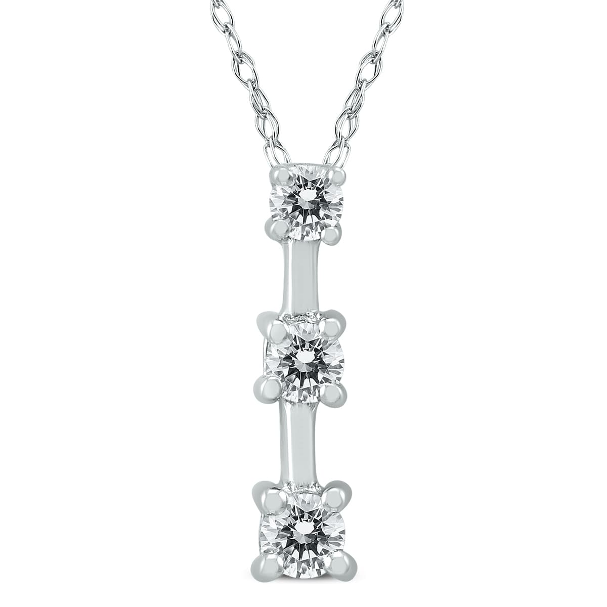 1/4 Carat TW Three Stone Diamond Pendant in 10K White Gold