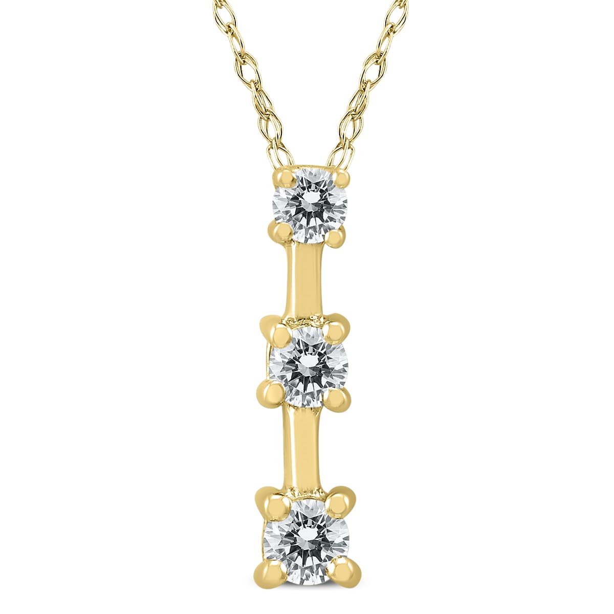 1/4 Carat TW Three Stone Diamond Pendant in 10K Yellow Gold