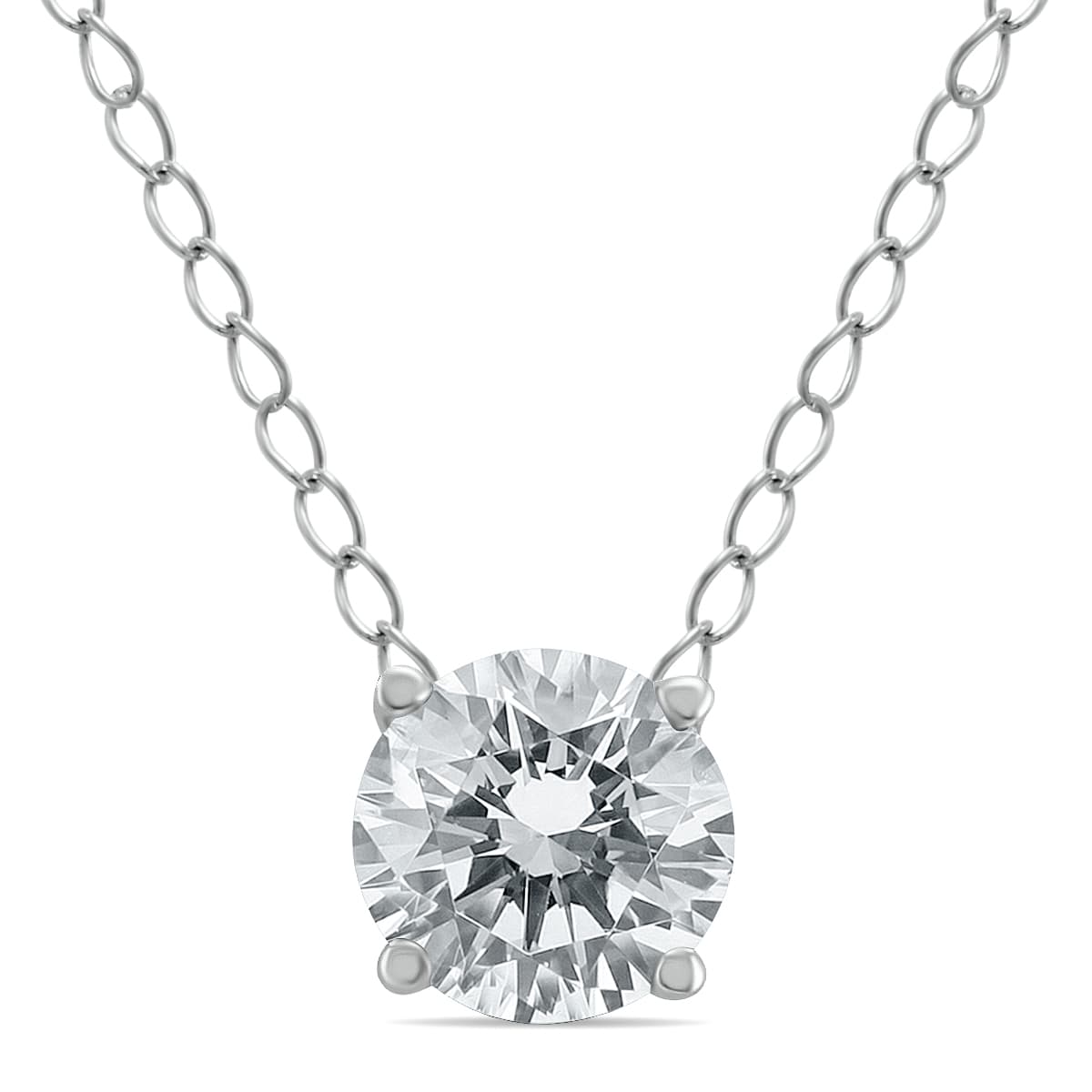 1/4 Carat Floating Round Diamond Solitaire Necklace in 14K White Gold