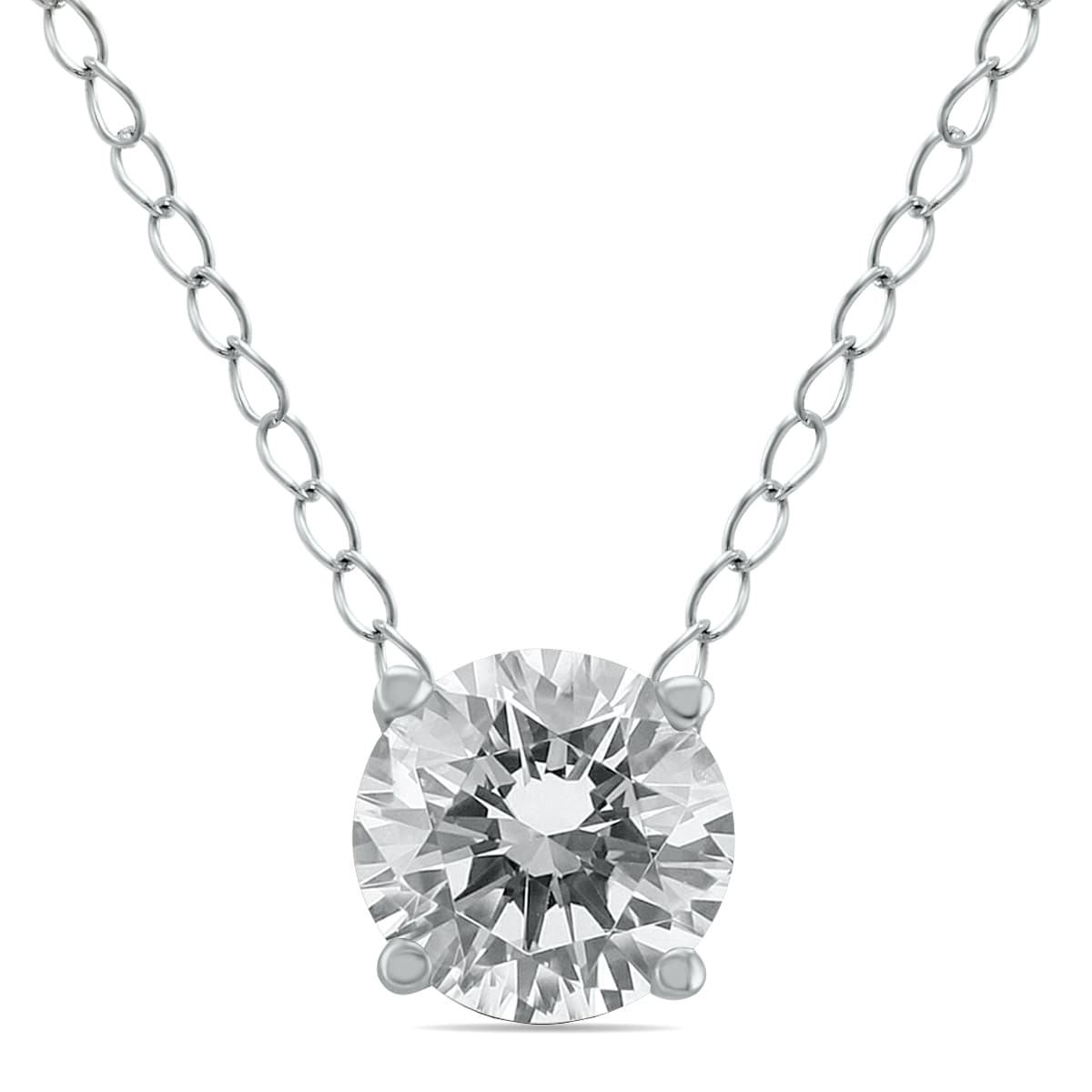 1/3 Carat Floating Round Diamond Solitaire Necklace in 14K White Gold