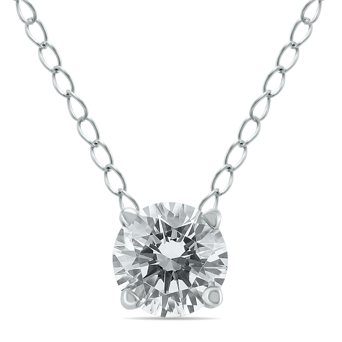 1/2 Carat Floating Round Diamond Solitaire Necklace in 14K White Gold (J-K-L, I2-I3)