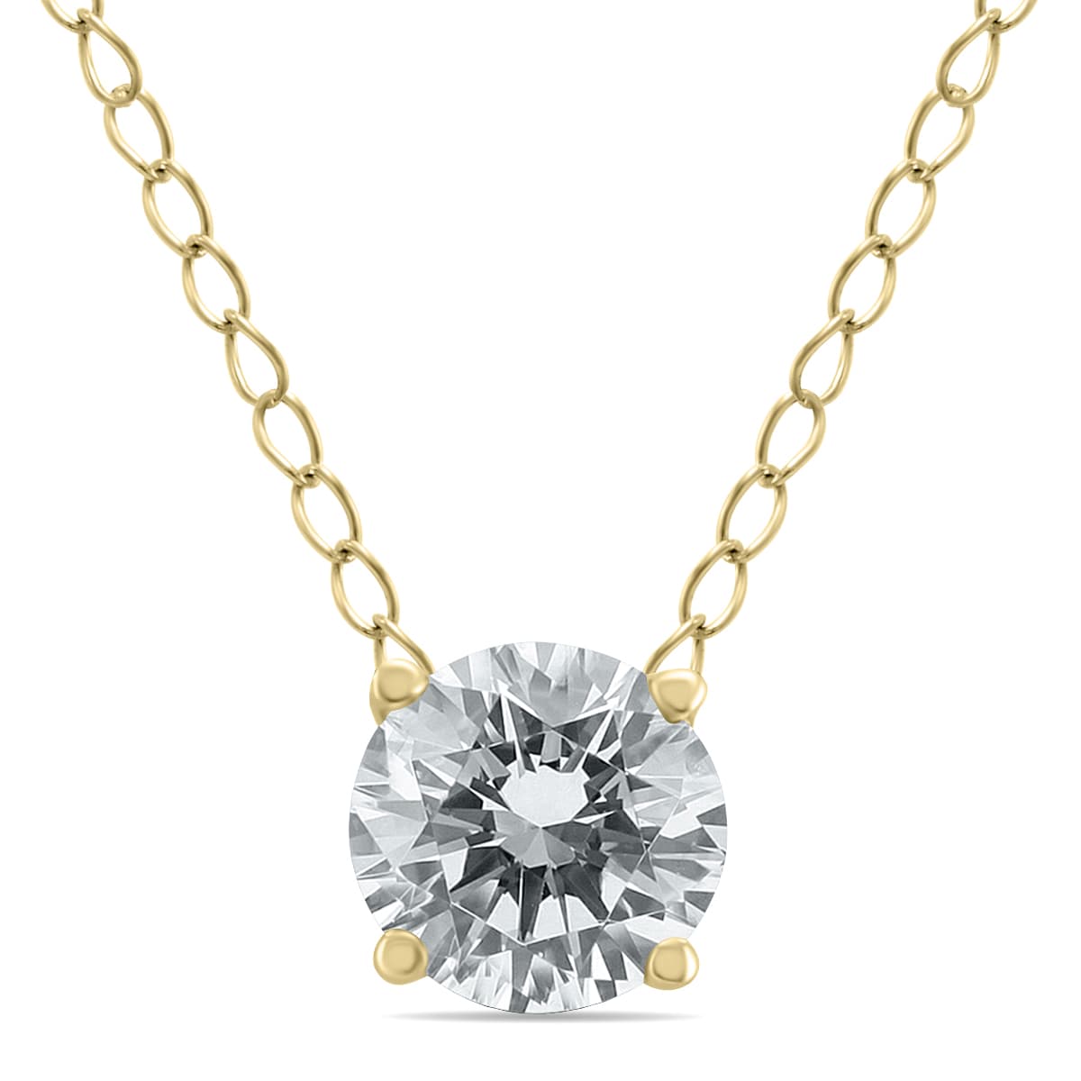 1/4 Carat Floating Round Diamond Solitaire Necklace in 14K Yellow Gold