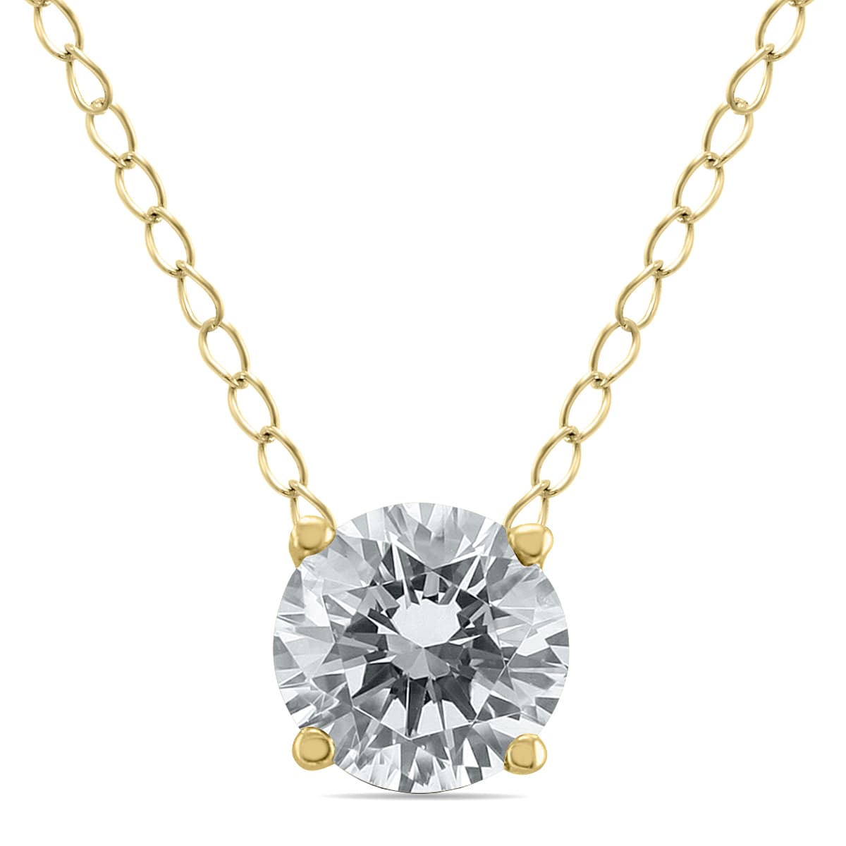 1/3 Carat Floating Round Diamond Solitaire Necklace in 14K Yellow Gold
