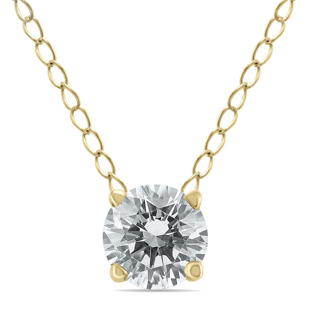 1/2 Carat Floating Round Diamond Solitaire Necklace in 14K Yellow Gold