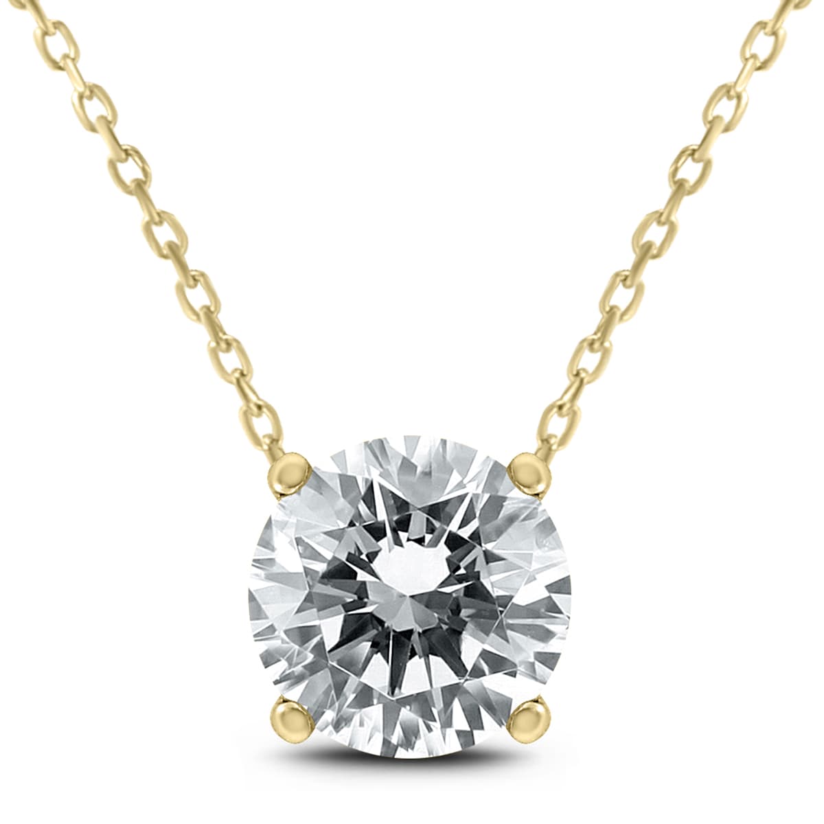 1 Carat Floating Round Diamond Solitaire Necklace in 14K Yellow Gold