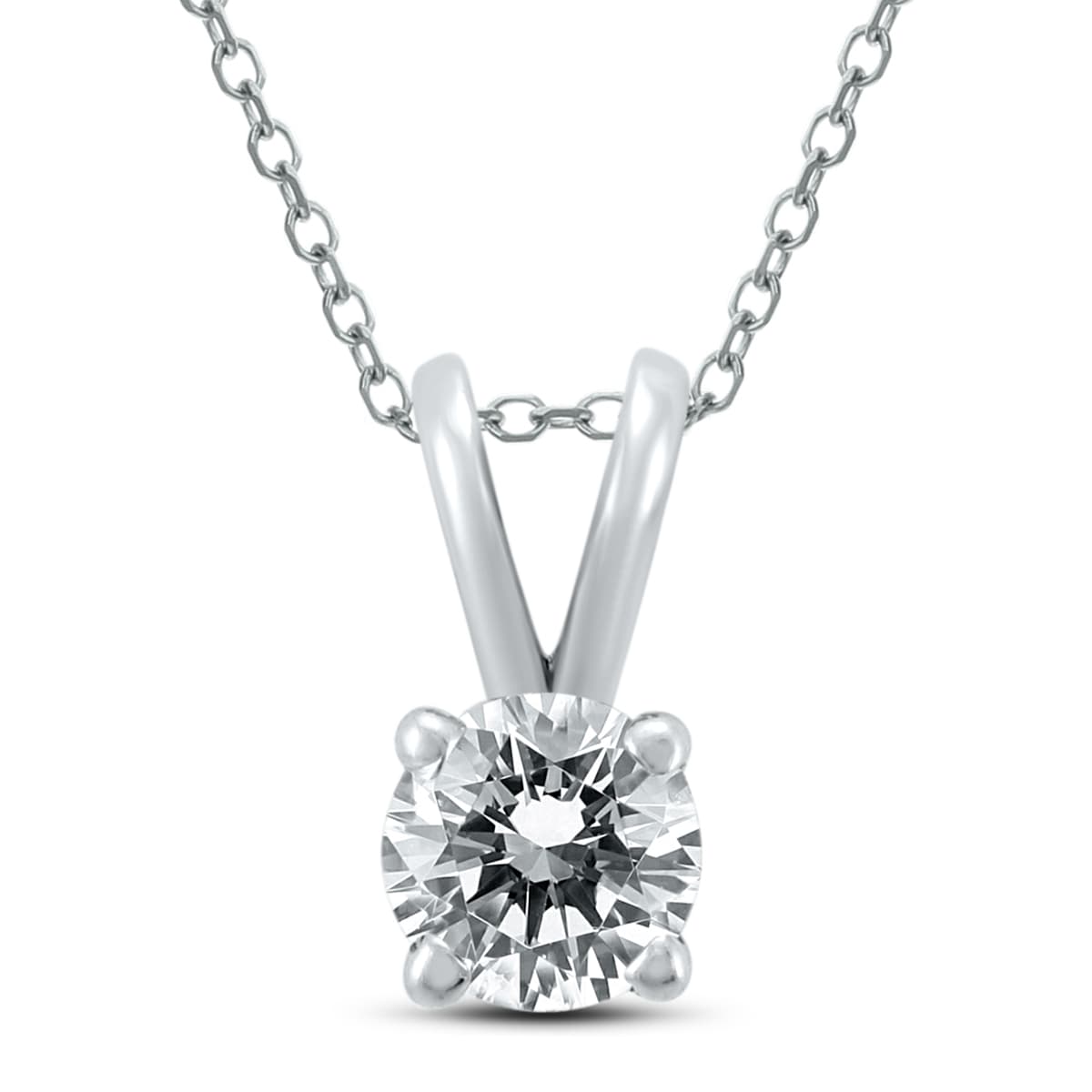 1/10 Carat Round Diamond Solitaire Pendant in 14K White Gold