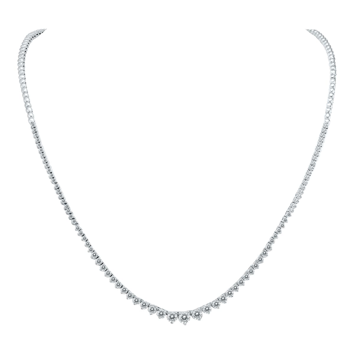 5 Carat TW Graduated Diamond Tennis Necklace in 14K White Gold