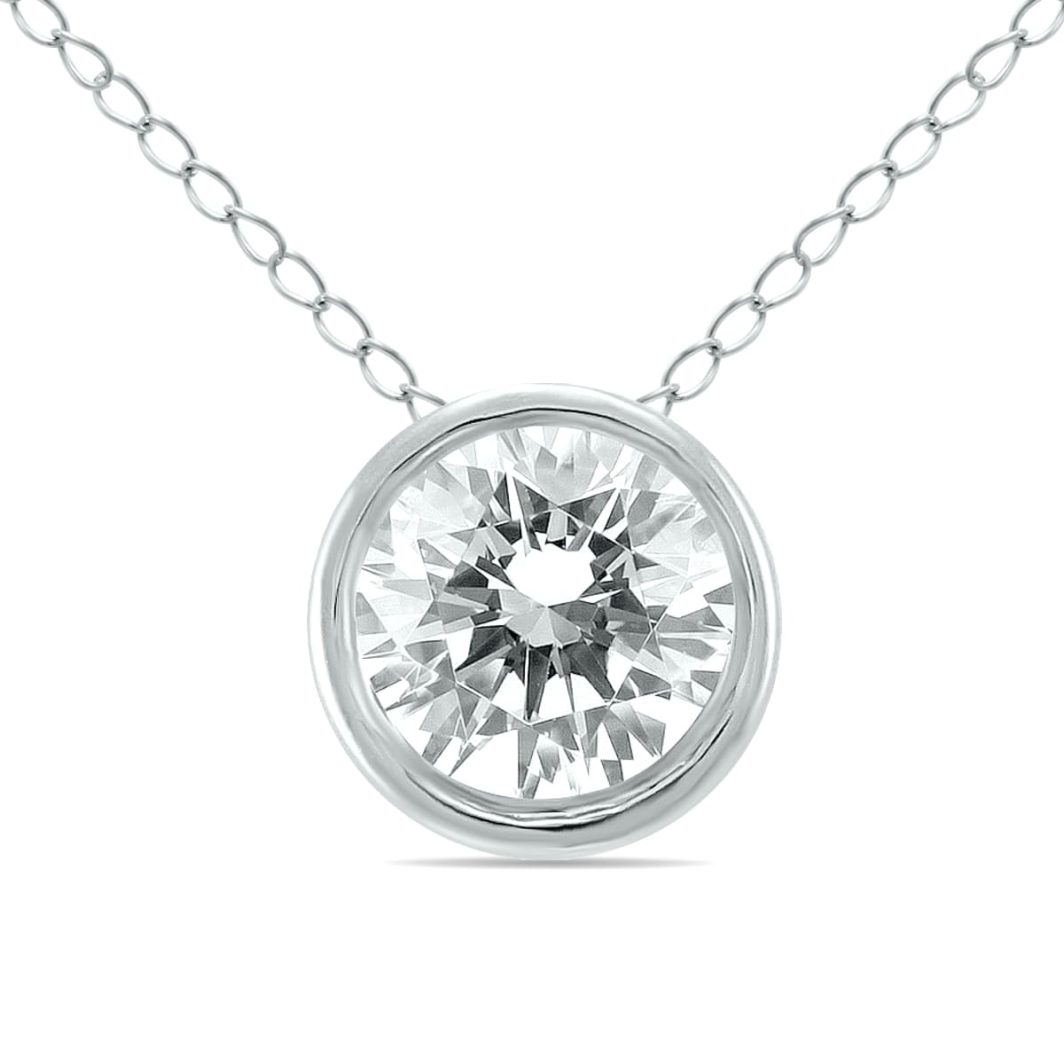 1/3 Carat Diamond Bezel Pendant in 14K White Gold