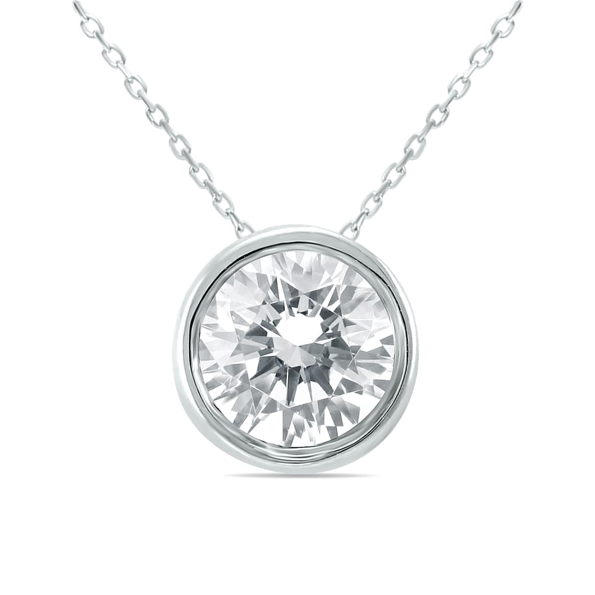 3/4 Carat Diamond Bezel Pendant in 14K White Gold