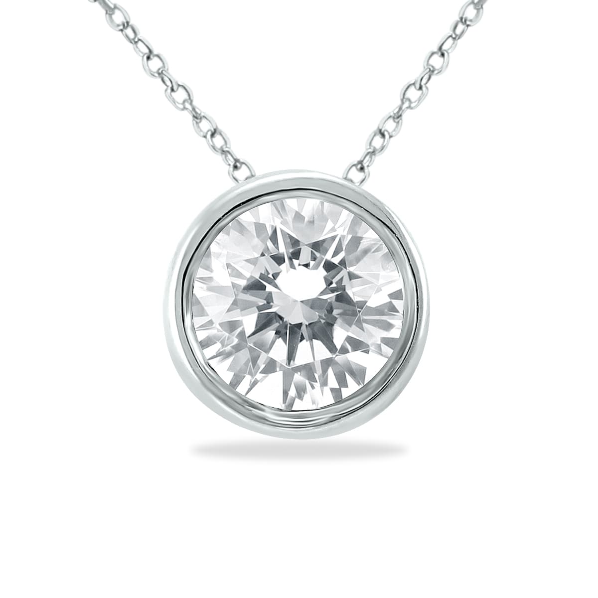 1 Carat Diamond Bezel Pendant in 14K White Gold