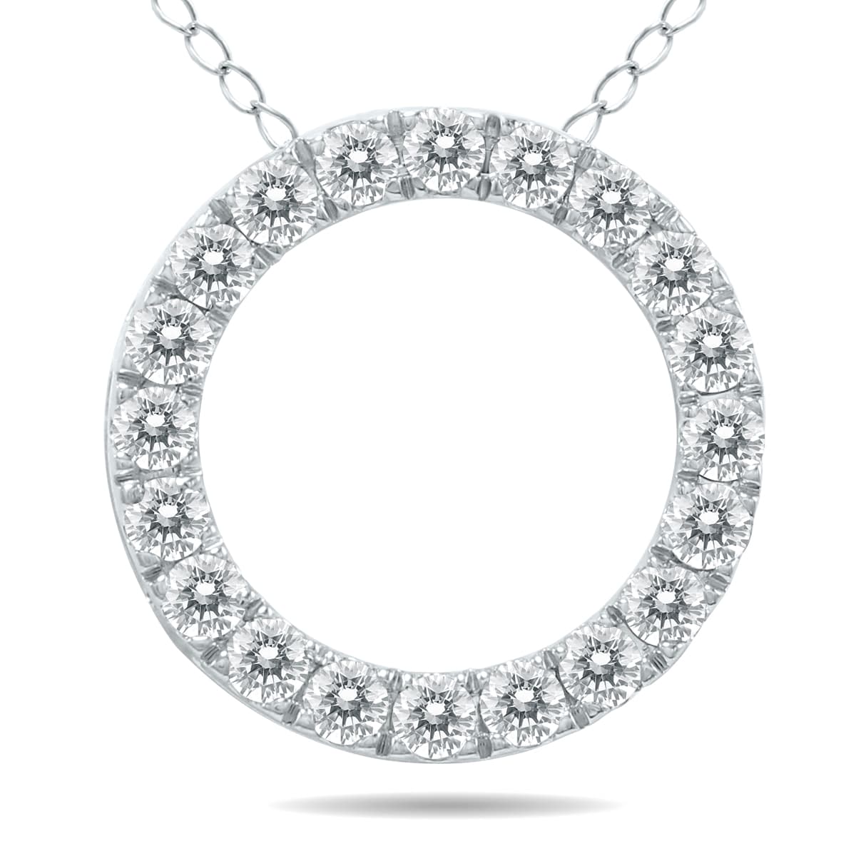 1/2 Carat TW Diamond Circle Pendant in 10K White Gold