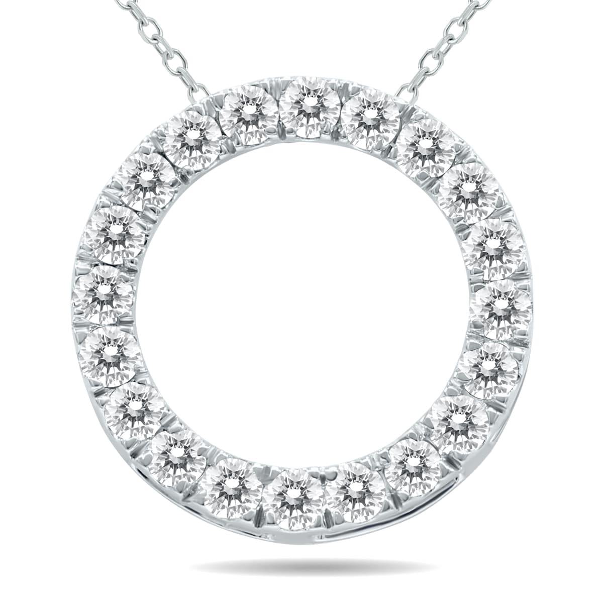 3/4 Carat TW Diamond Circle Pendant in 10K White Gold