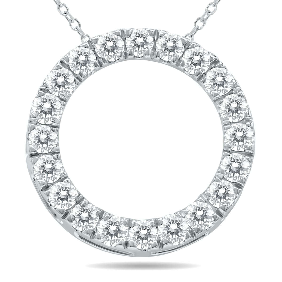 1 Carat TW Diamond Circle Pendant in 10K White Gold