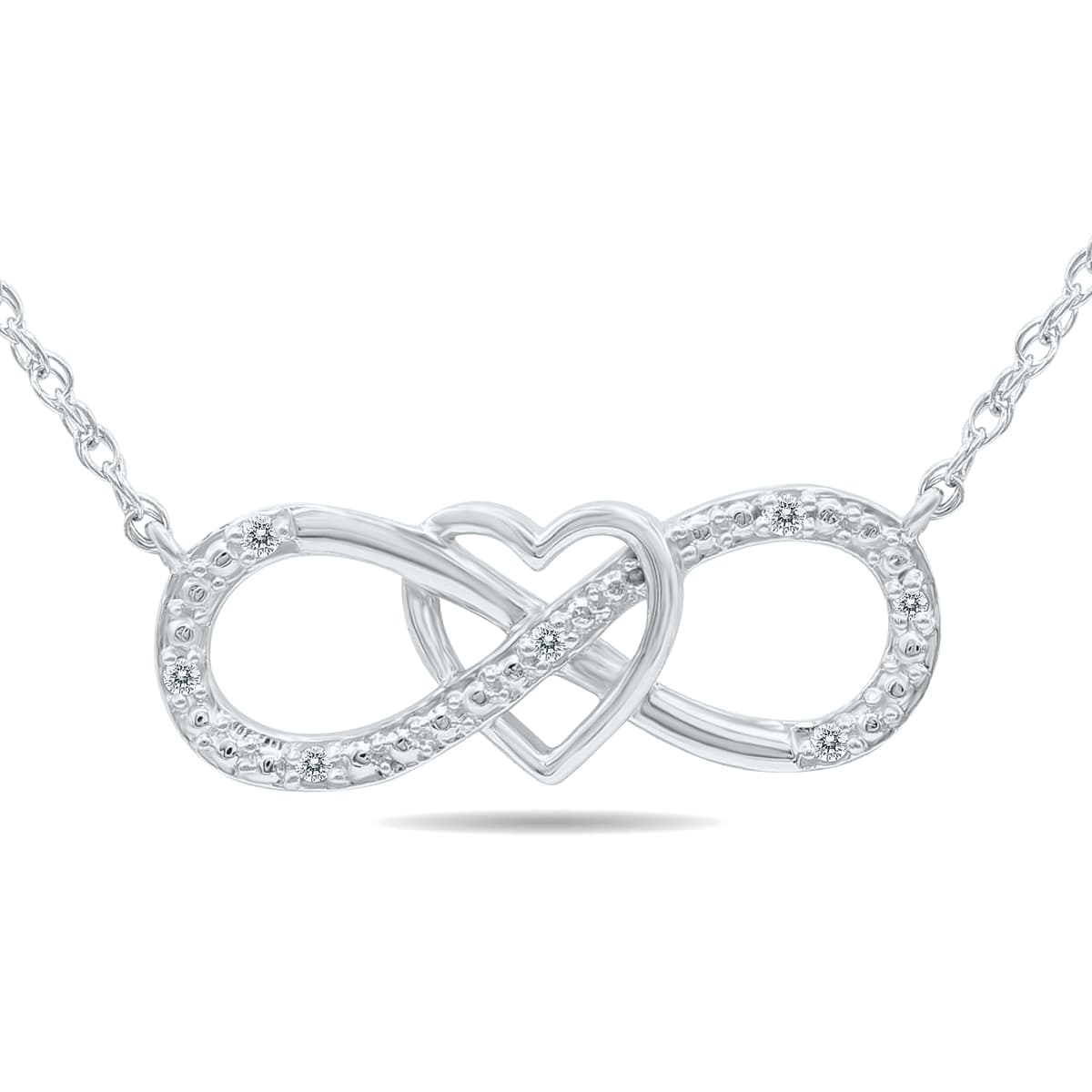 Infinity Heart entwined Necklace in.925 Sterling Silver